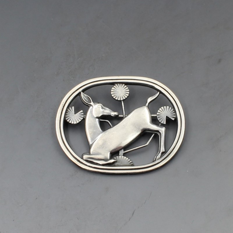 Georg Jensen Sterling Silver Kneeling Deer Brooch 256